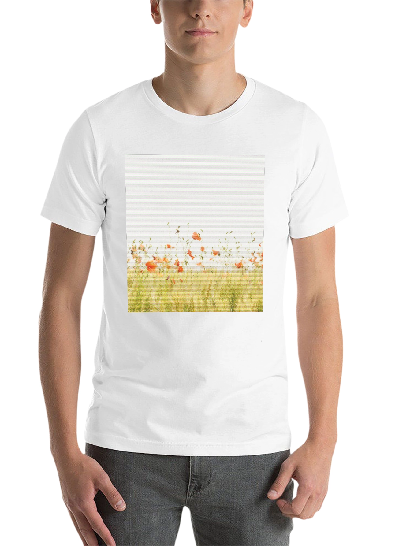 Black Floral Field Graphic Print Black T-Shirt view 14