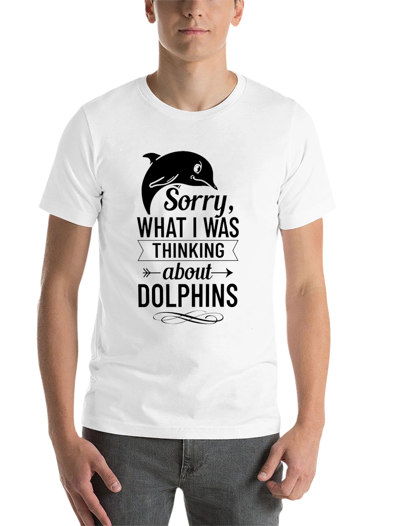 Black Dolphin T-Shirt: Sorry, Thinking About Dolphins view 14