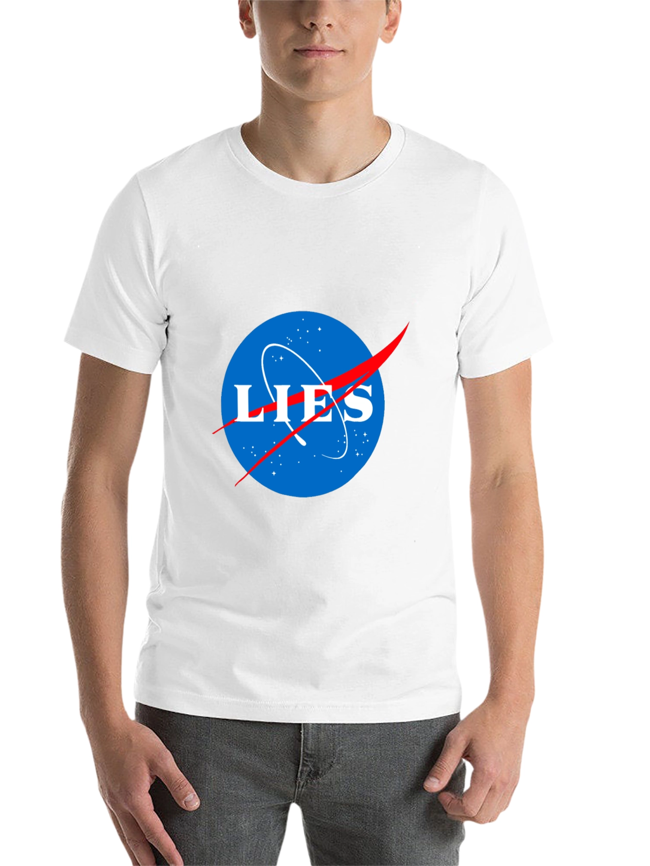 Black LIES NASA Parody T-Shirt - Conspiracy Humor Tee view 14