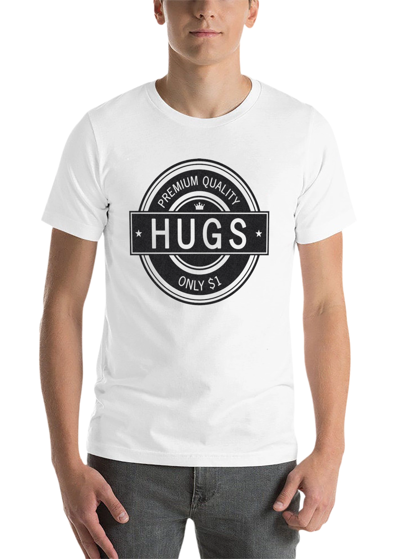 Black Premium Quality Hugs T-Shirt view 14
