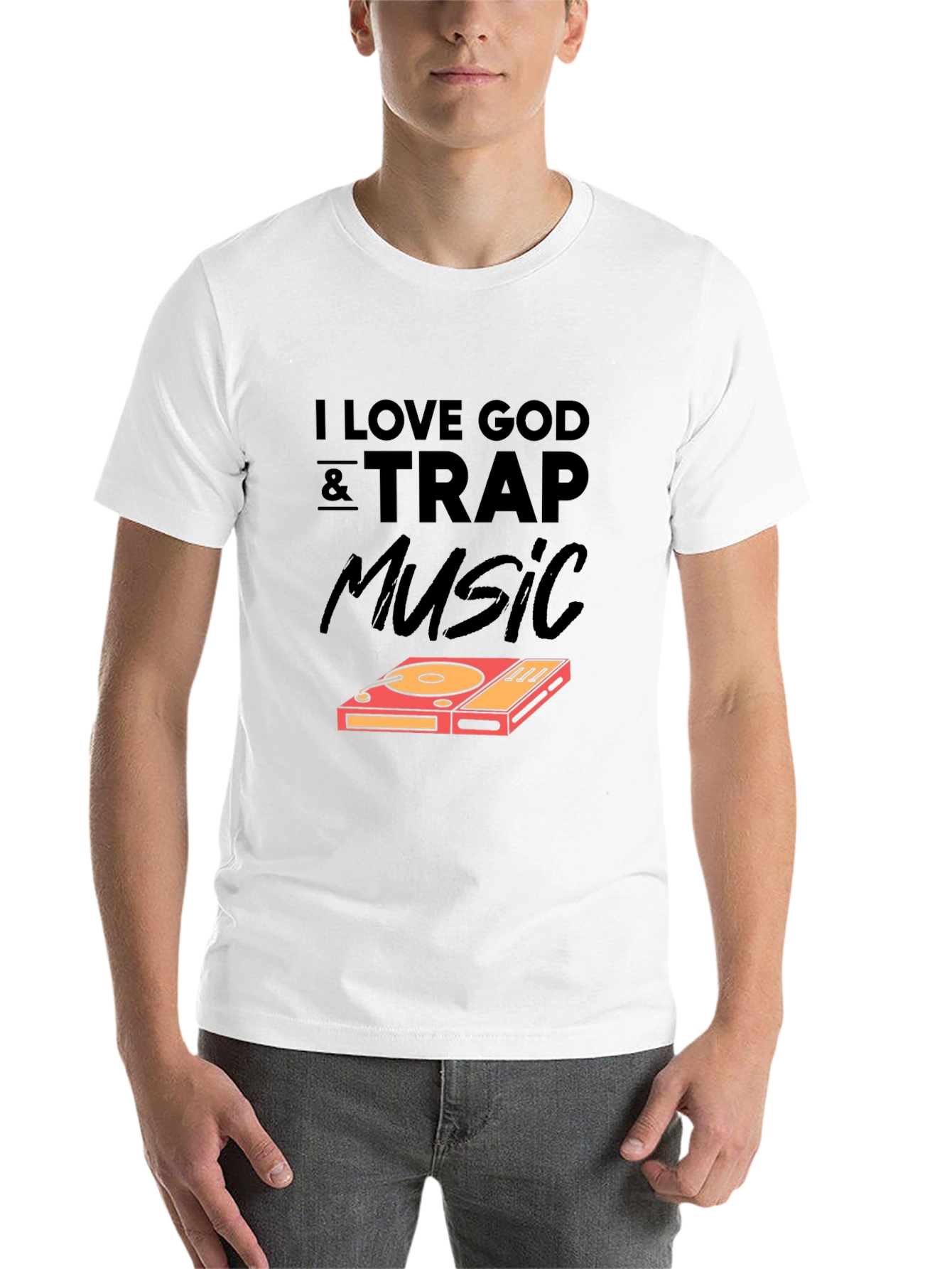 Black I Love God & Trap Music Graphic Tee view 14