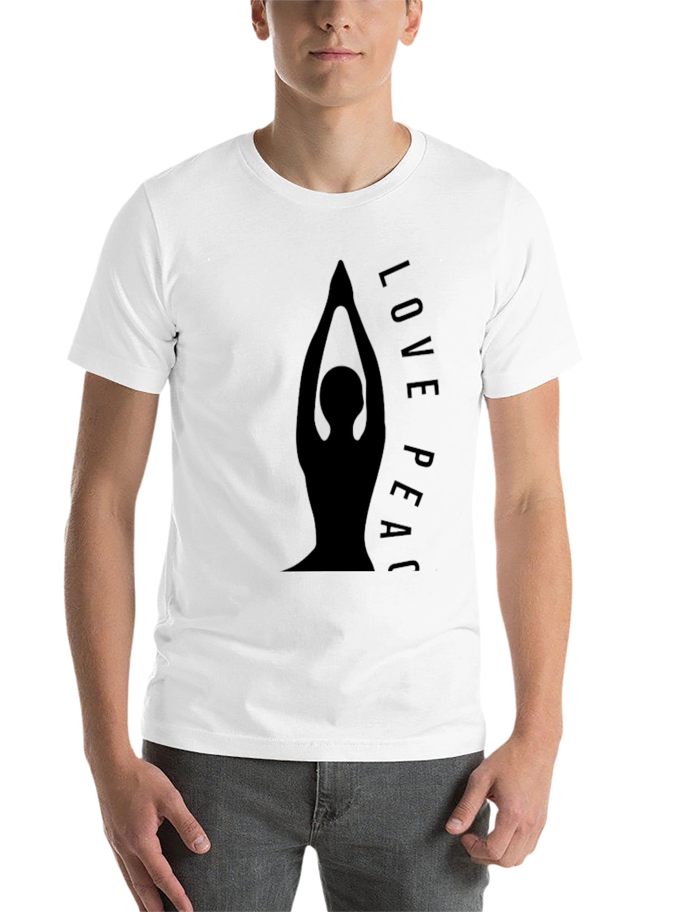 Black Yoga Love Peace Graphic Black T-Shirt view 14