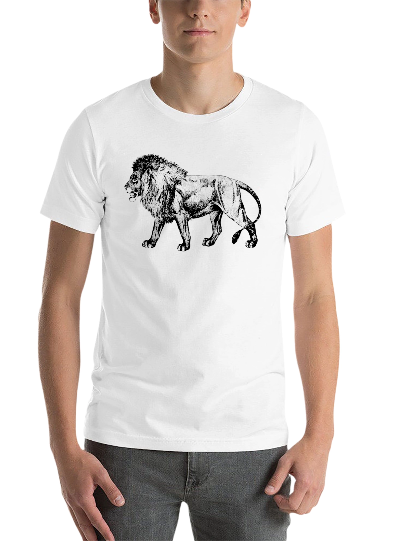 Black Lion Graphic Black T-Shirt for Men view 14