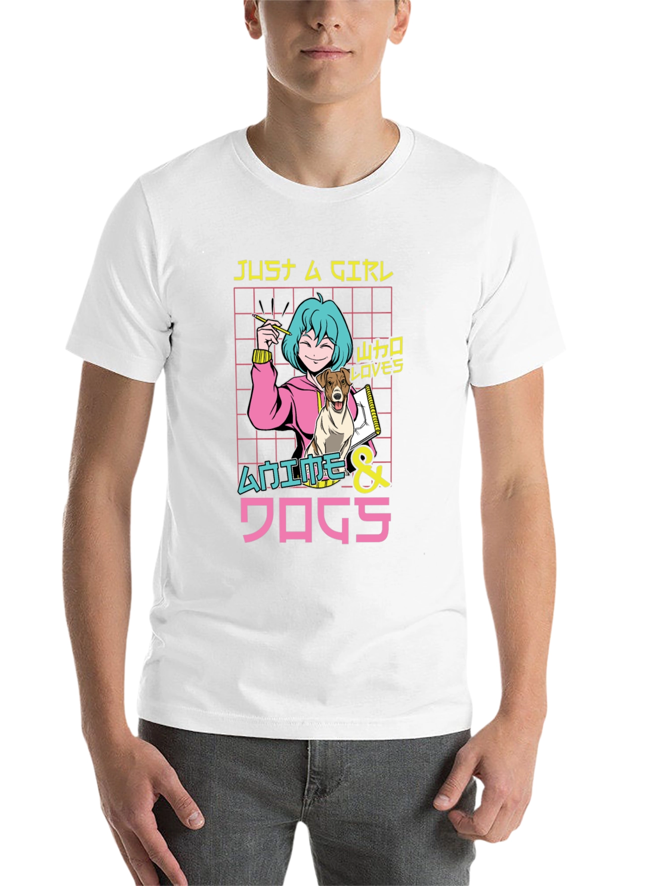Black Anime & Dogs T-Shirt, Just A Girl Who Loves view 14