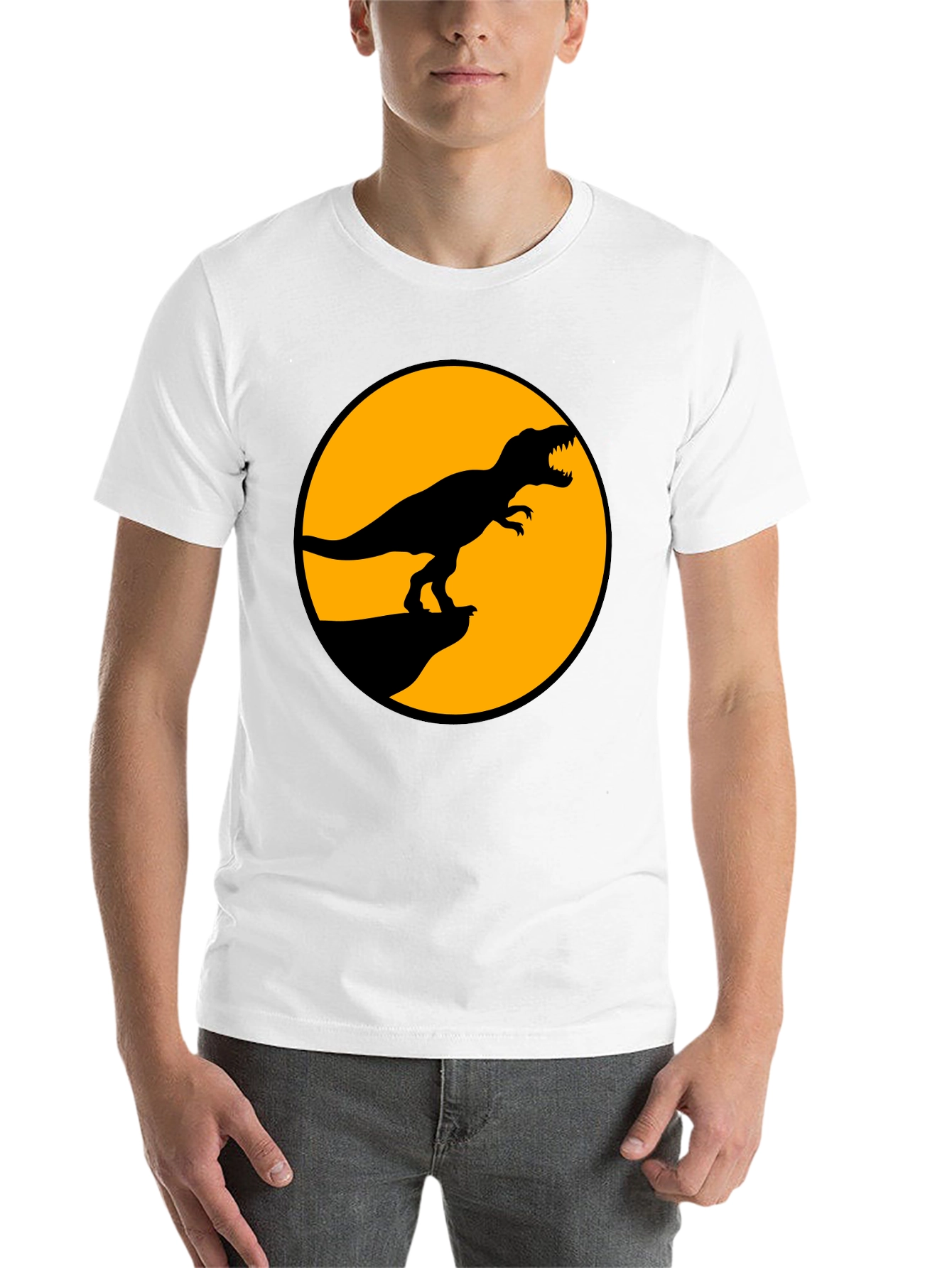 Black Dinosaur Graphic Tee - Black T-Rex Circle Design view 14