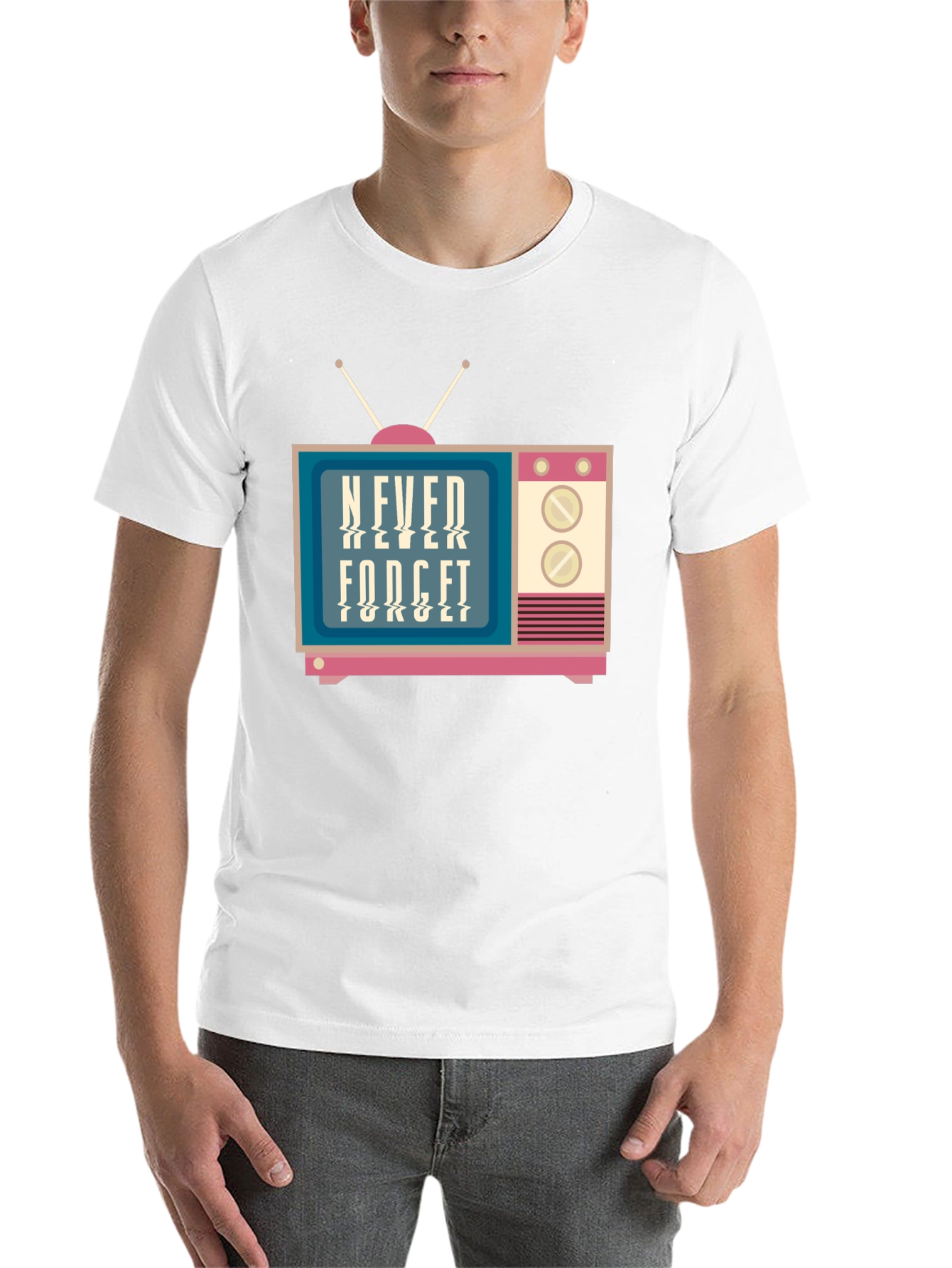 Black Retro TV Never Forget Graphic Tee view 14