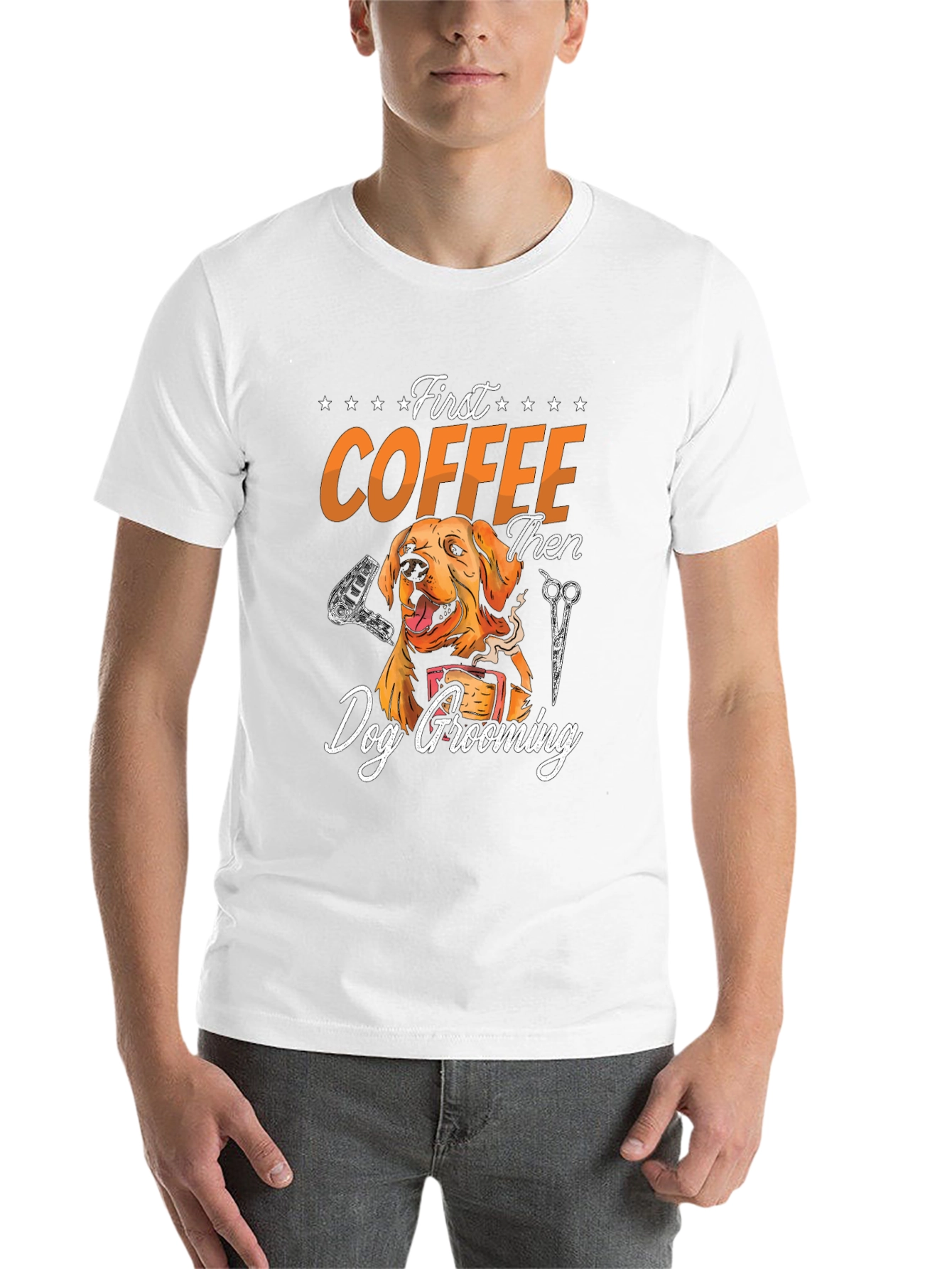 Black First Coffee Then Dog Grooming Graphic Tee view 14