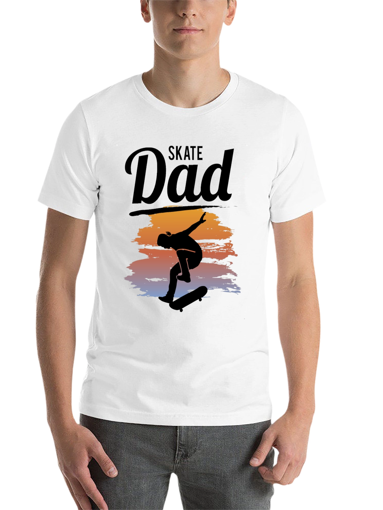 Black Skate Dad T-Shirt Cool Silhouette Graphic Tee view 14