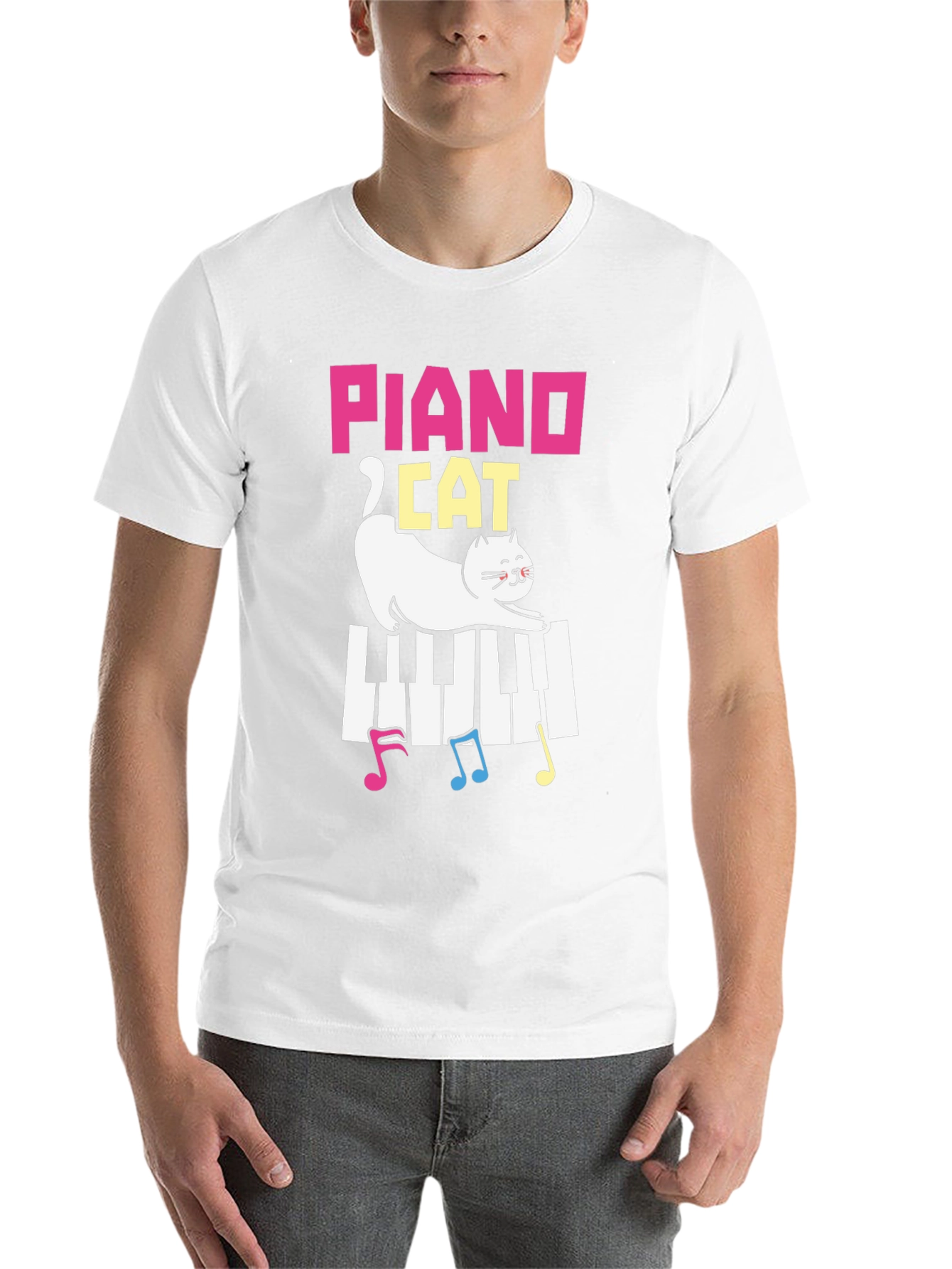 Black Piano Cat T-Shirt - Musical Kitten Tee view 14