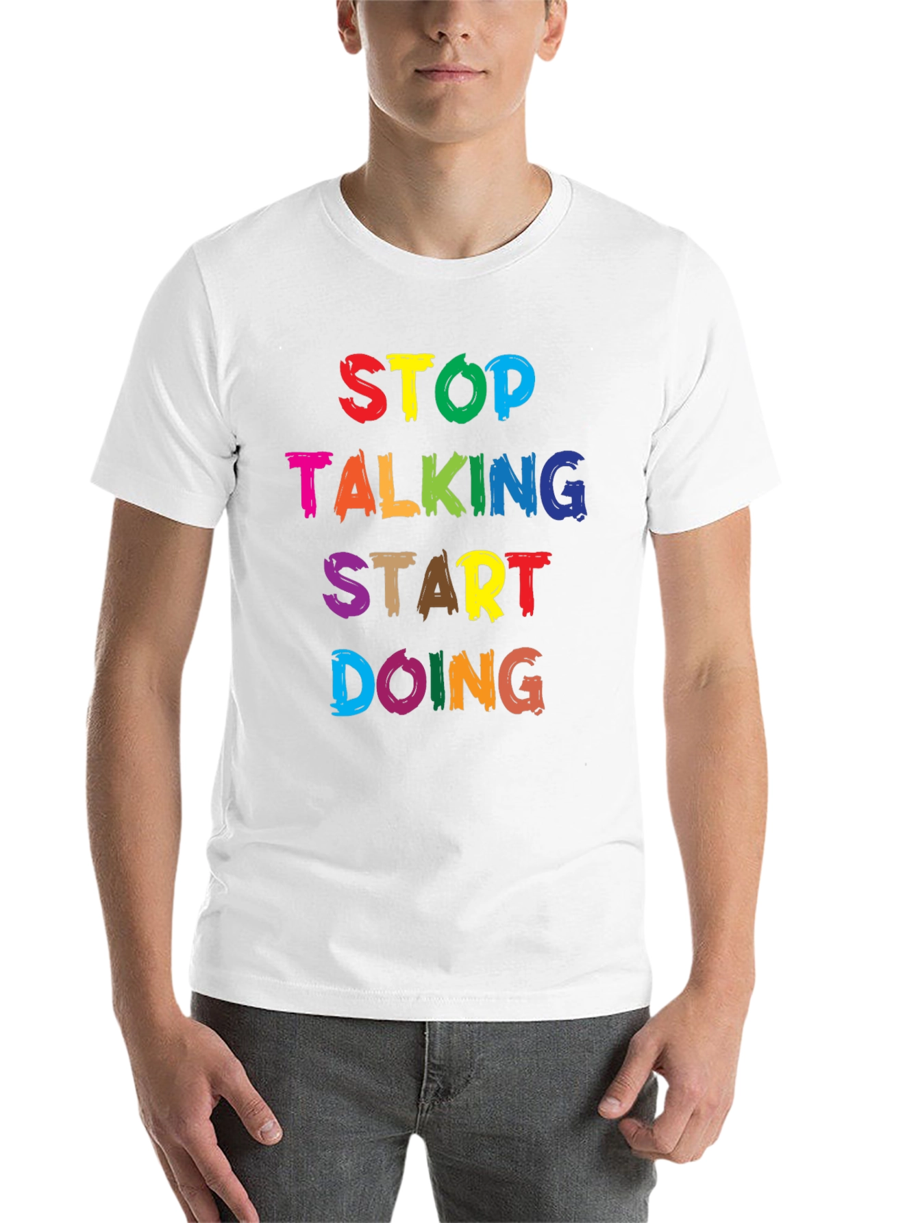 Black Stop Talking Start Doing Graphic Tee view 14