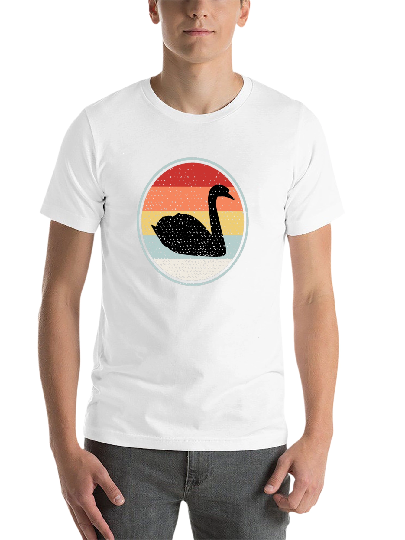 Black Retro Swan Graphic Tee view 14