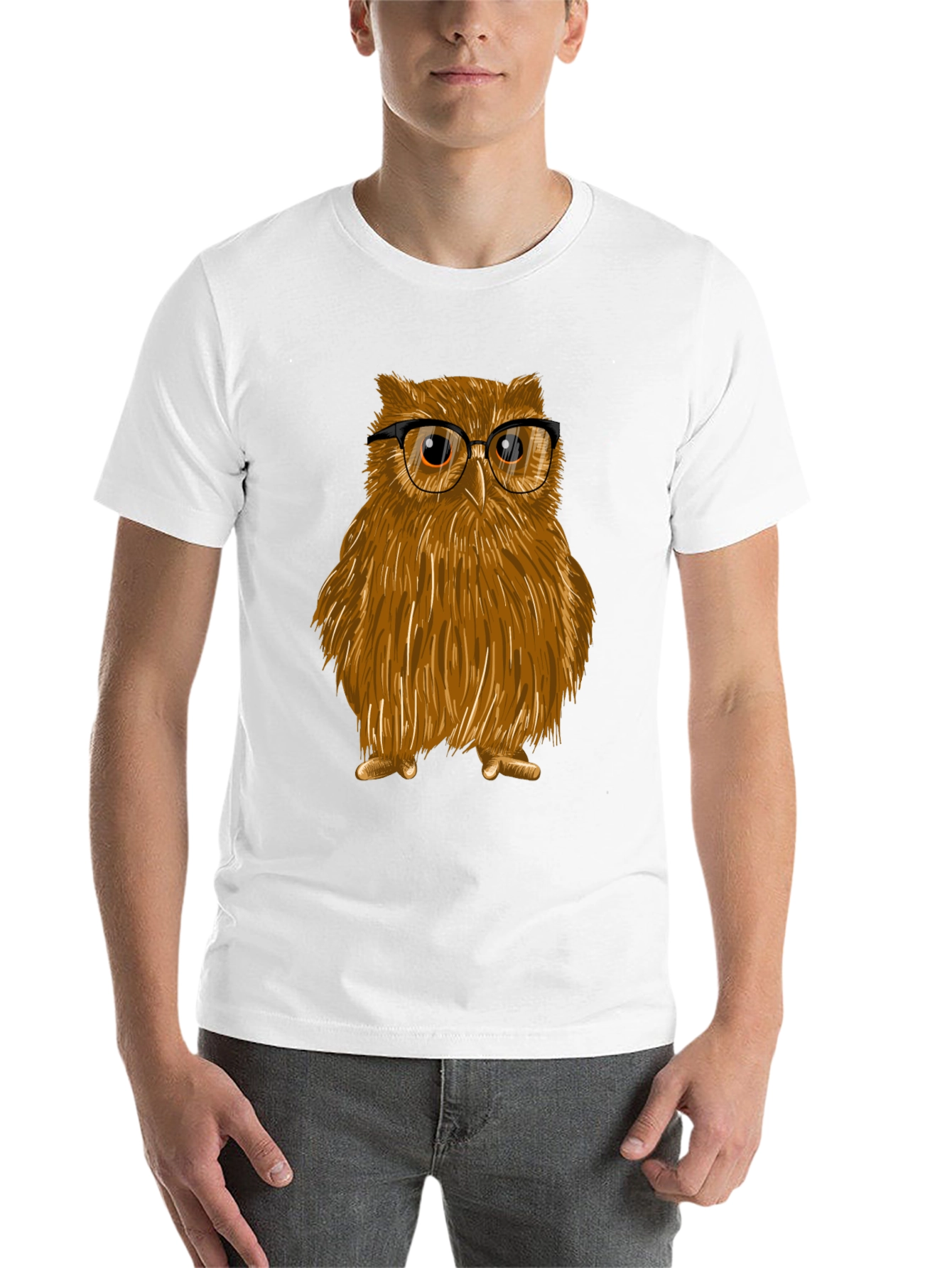 Black Owl with Glasses Graphic Tee - Unisex Cotton T-Shirt view 14
