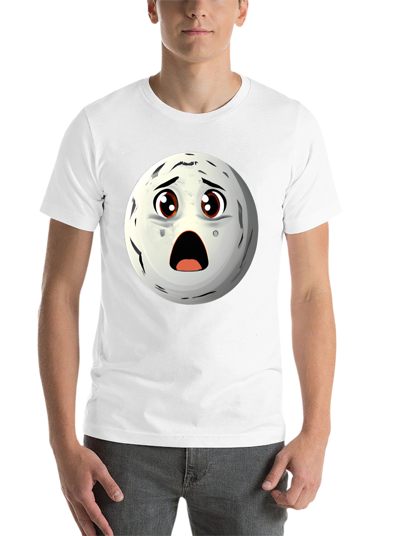 Black Surprised Moon Face Graphic T-Shirt view 14