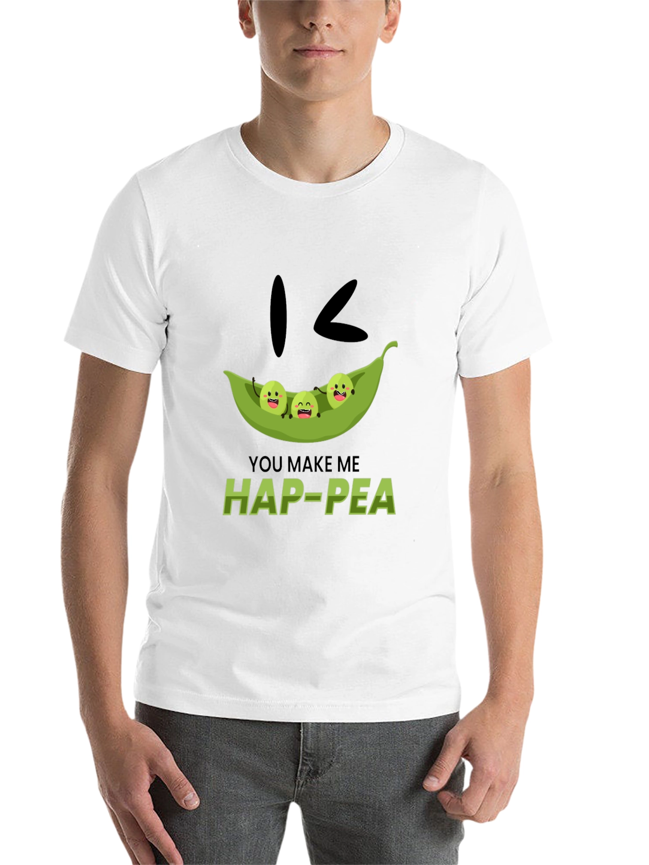 Black Hap-Pea Pun T-Shirt, Cute Peas in a Pod Tee view 14
