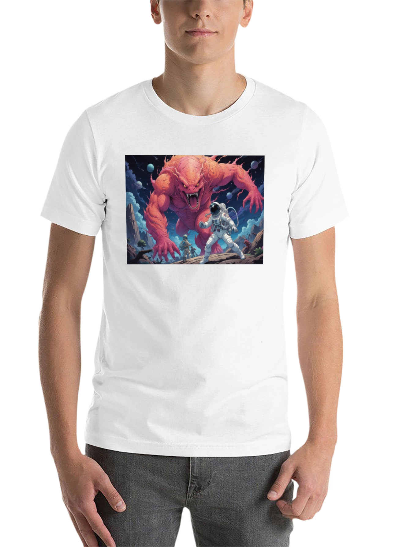 Black Monster Battle Graphic Tee - Sci-Fi Adventure Shirt view 14