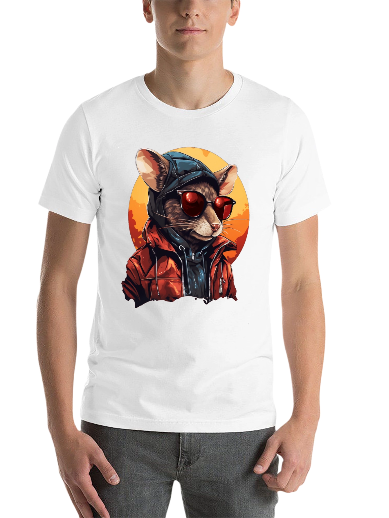 Black Cool Rat in Hoodie Graphic Tee view 14