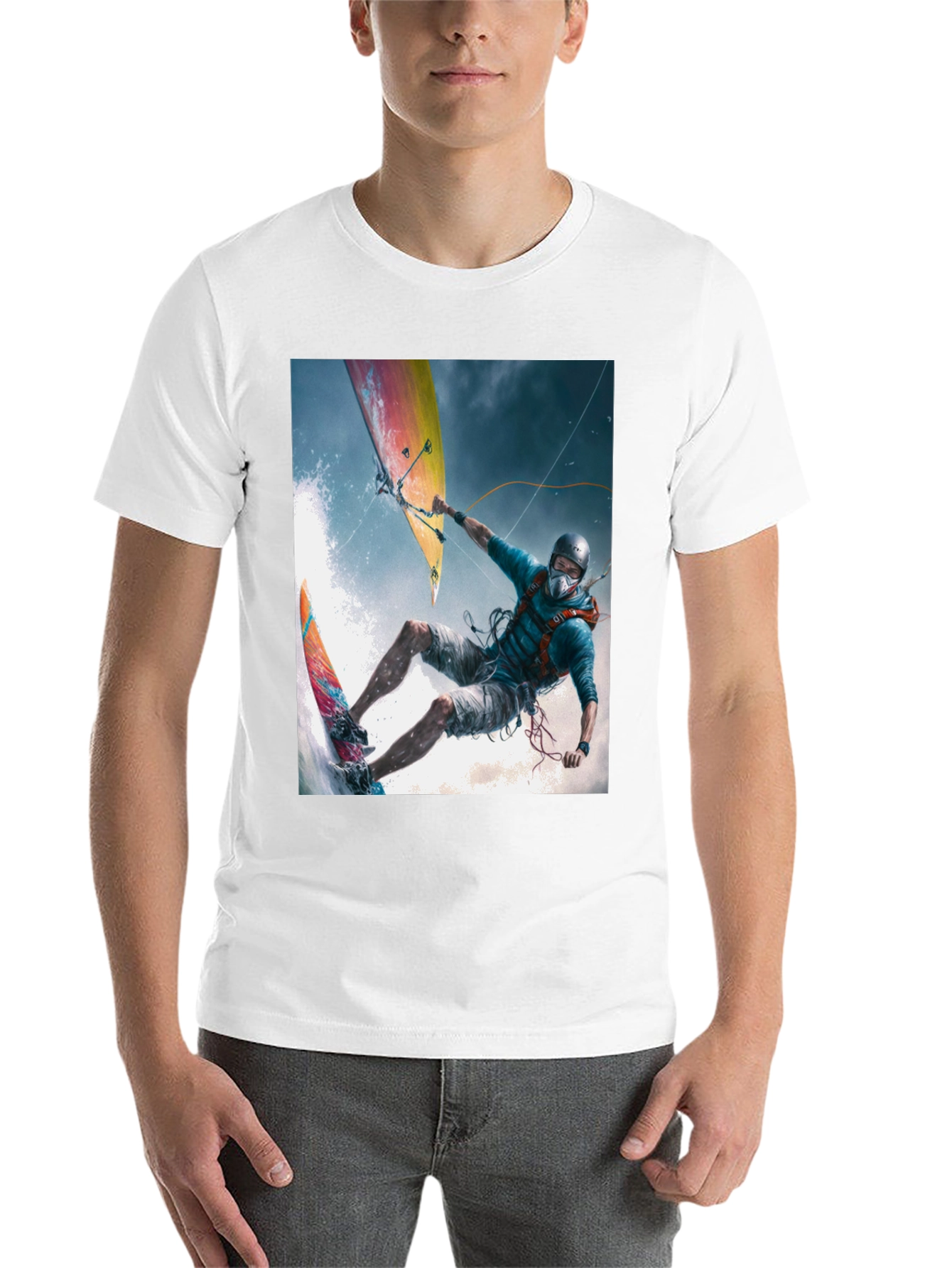 Black Kitesurfing Graphic Tee - Black Cotton Blend view 14