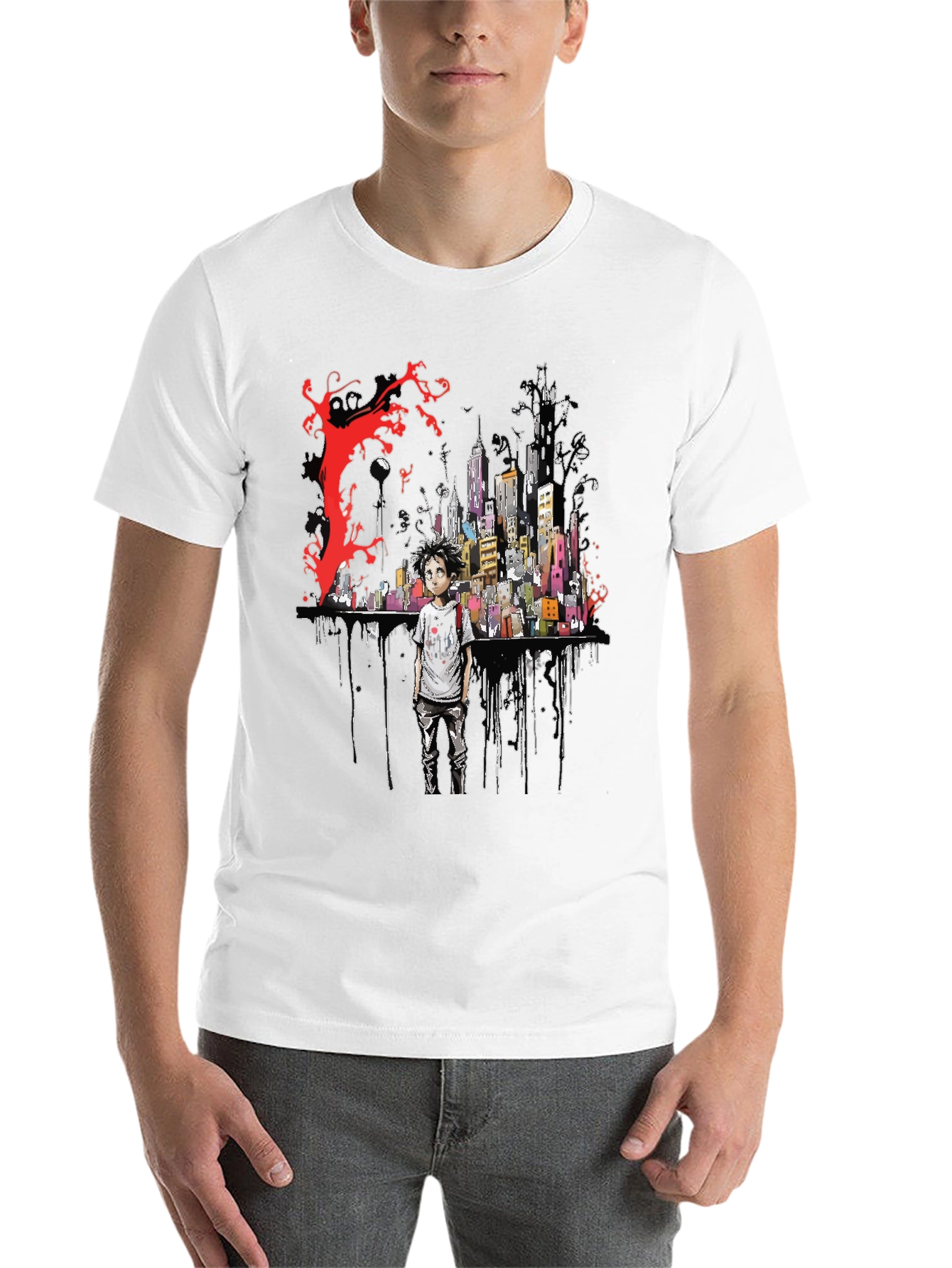 Black Urban Dystopia Graphic Tee - Black Cotton view 14