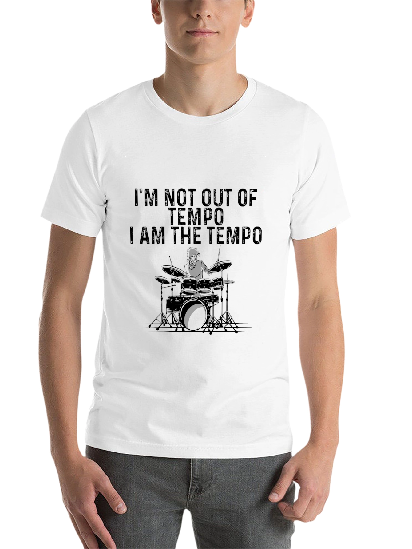 Black I Am The Tempo Drummer T-Shirt view 14