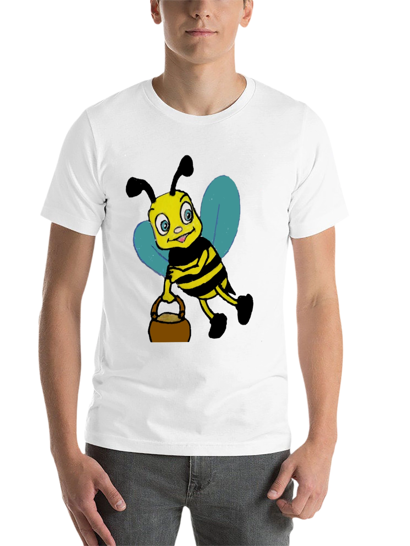 Black Cartoon Bee T-Shirt - Black Cotton Blend view 14