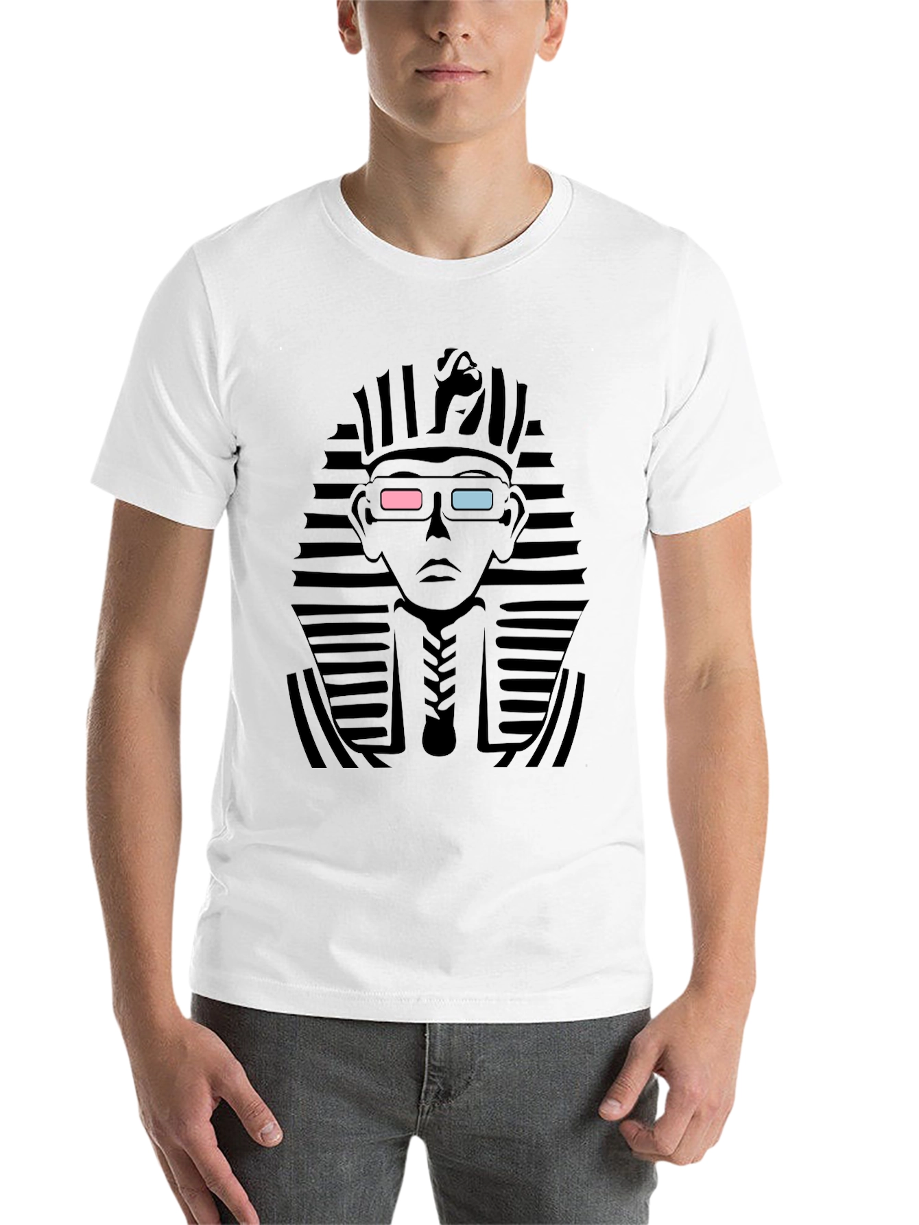 Black Anaglyph Pharaoh Graphic Tee - Black Cotton T-Shirt view 14