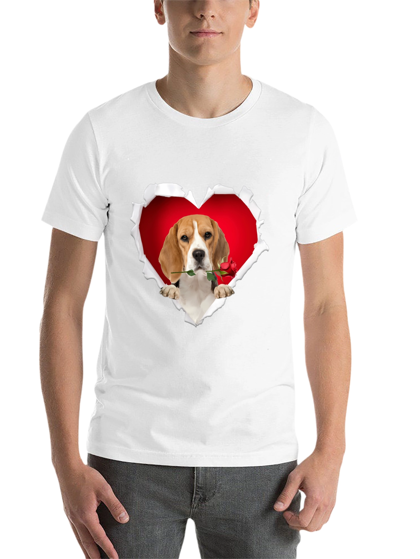 Black Beagle Heart Rose T-Shirt - Cute Dog Lover Tee view 14