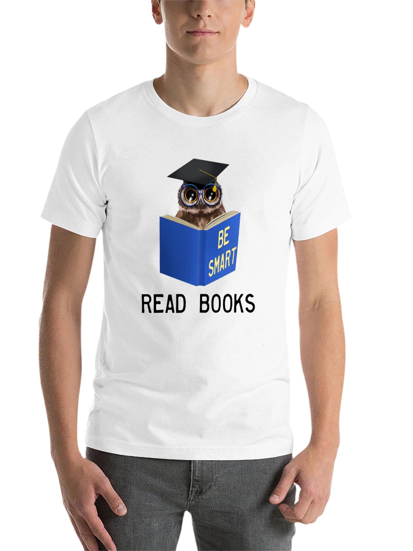 Black Be Smart Owl Reading T-Shirt view 14