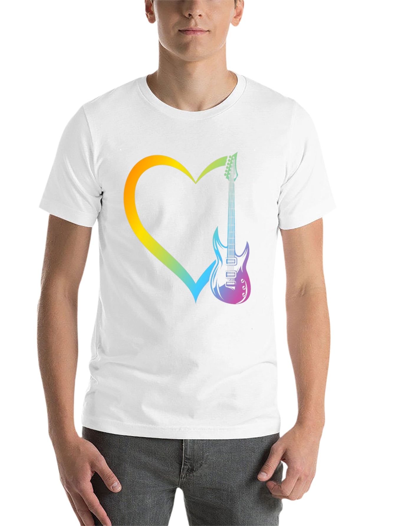 Black Guitar Heart Graphic Tee - Music Lover Shirt view 14