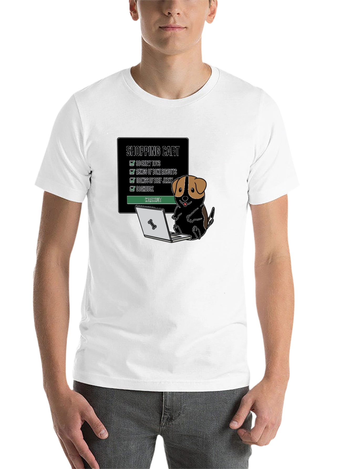 Black Dog Shopping Cart T-Shirt - Funny Pet Lover Tee view 14