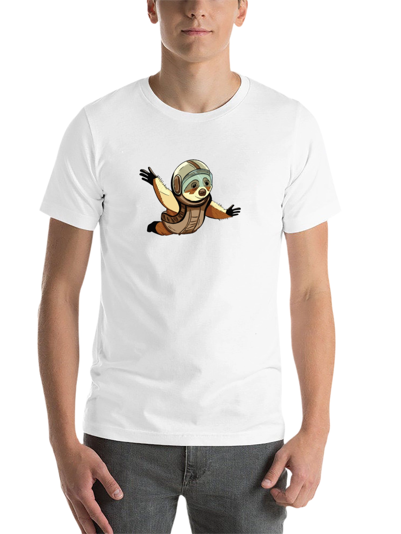 Black Sloth Skydiver Graphic T-Shirt - Black Cotton Tee view 14