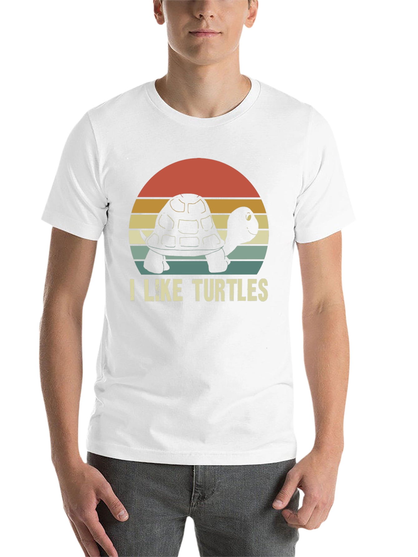 Black I Like Turtles Retro Graphic T-Shirt view 14