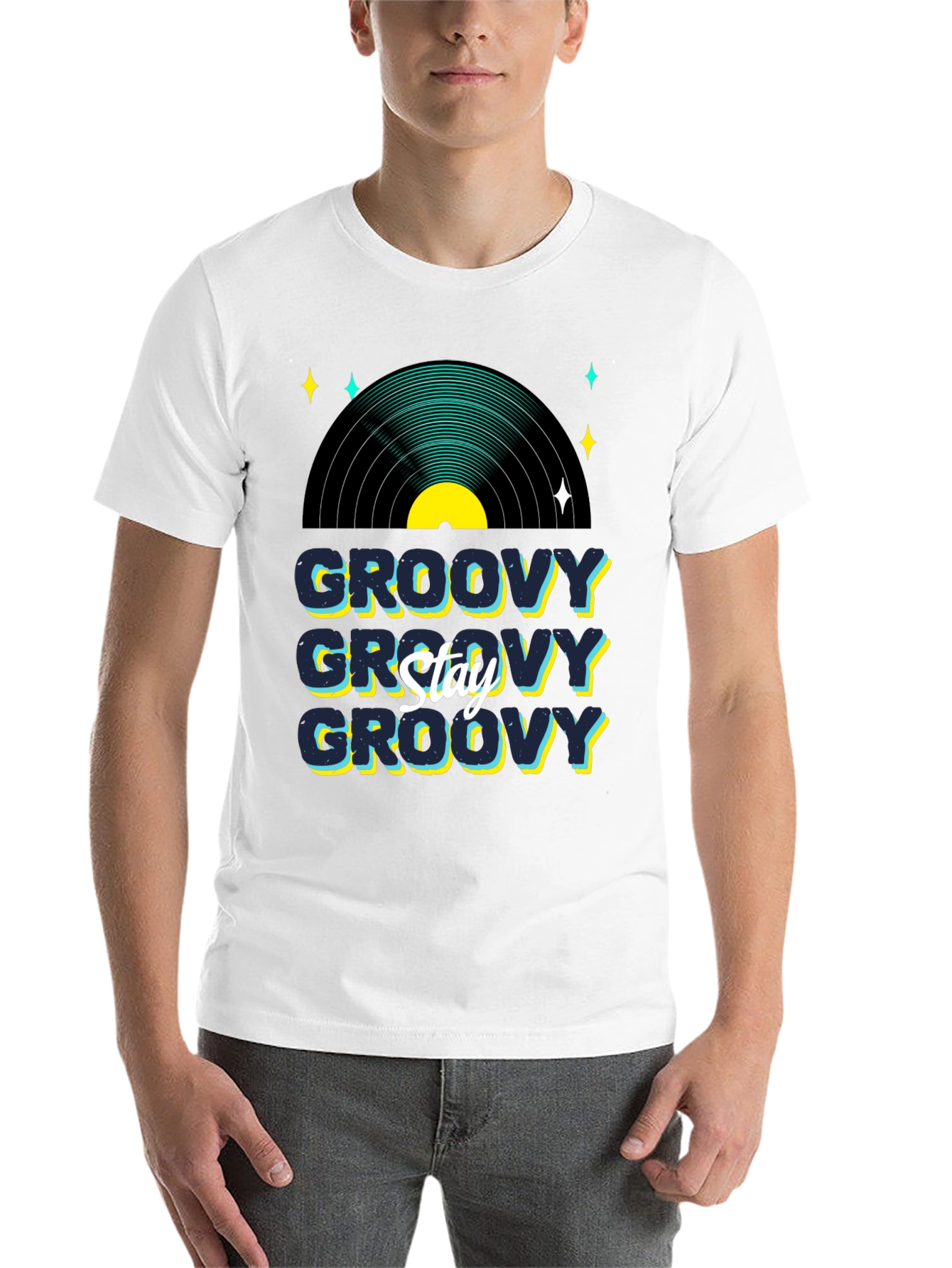Black Groovy Vinyl Record Graphic T-Shirt - Stay Groovy view 14