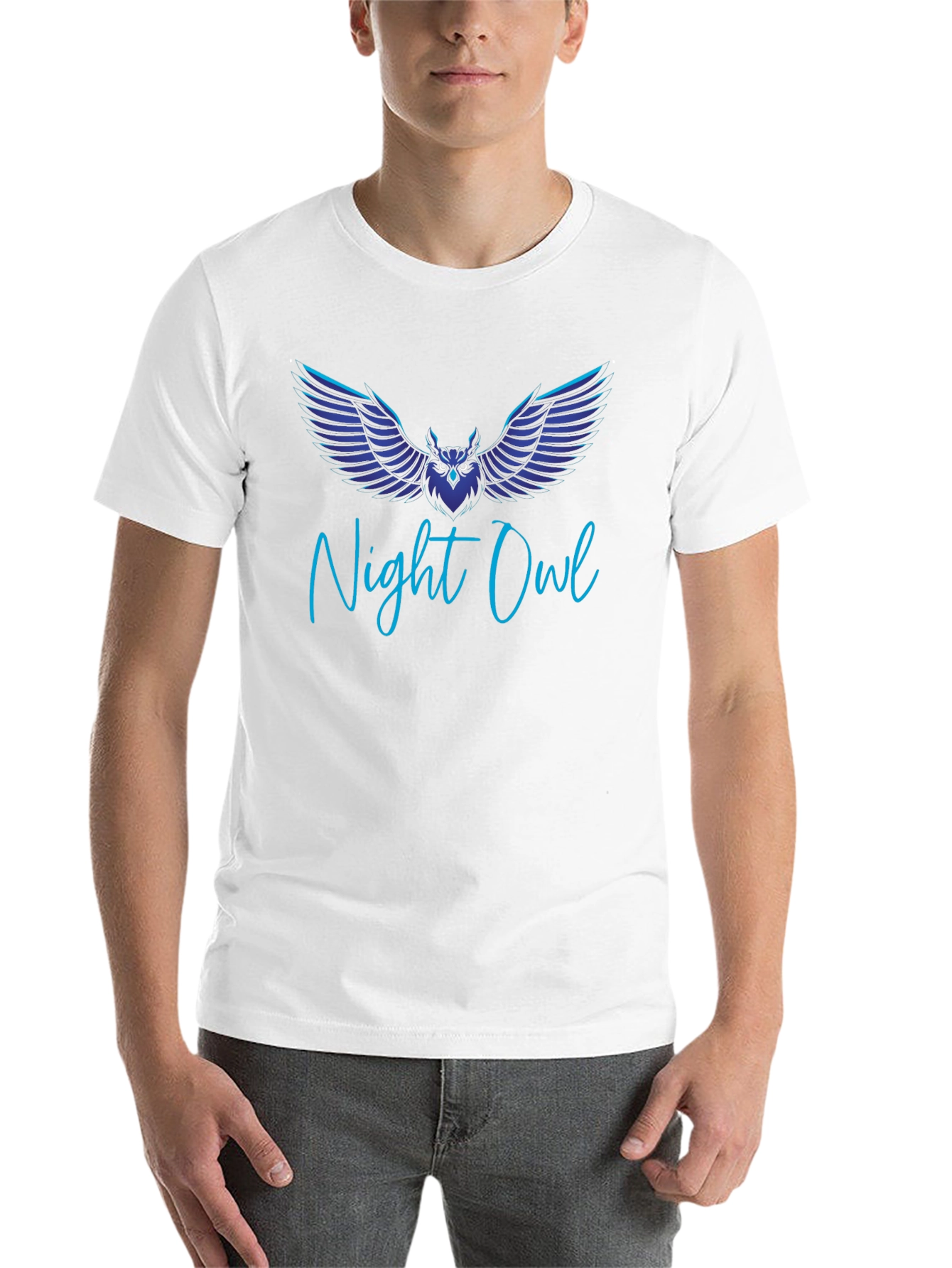 Black Night Owl Graphic Tee - Midnight Blue Design view 14