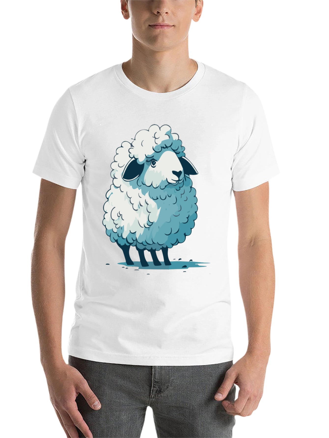 Black Cute Sheep Graphic Tee - Soft Cotton Blend T-Shirt view 14