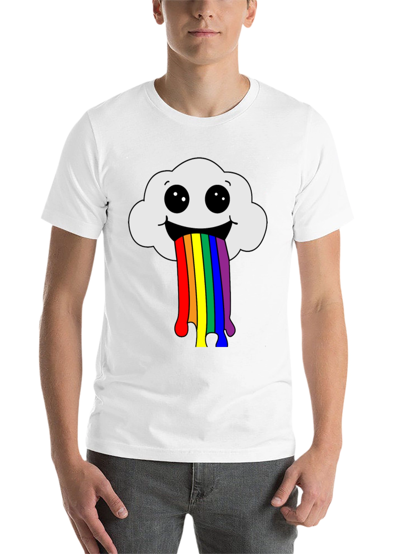 Black Rainbow Cloud T-Shirt - Fun Graphic Tee view 14