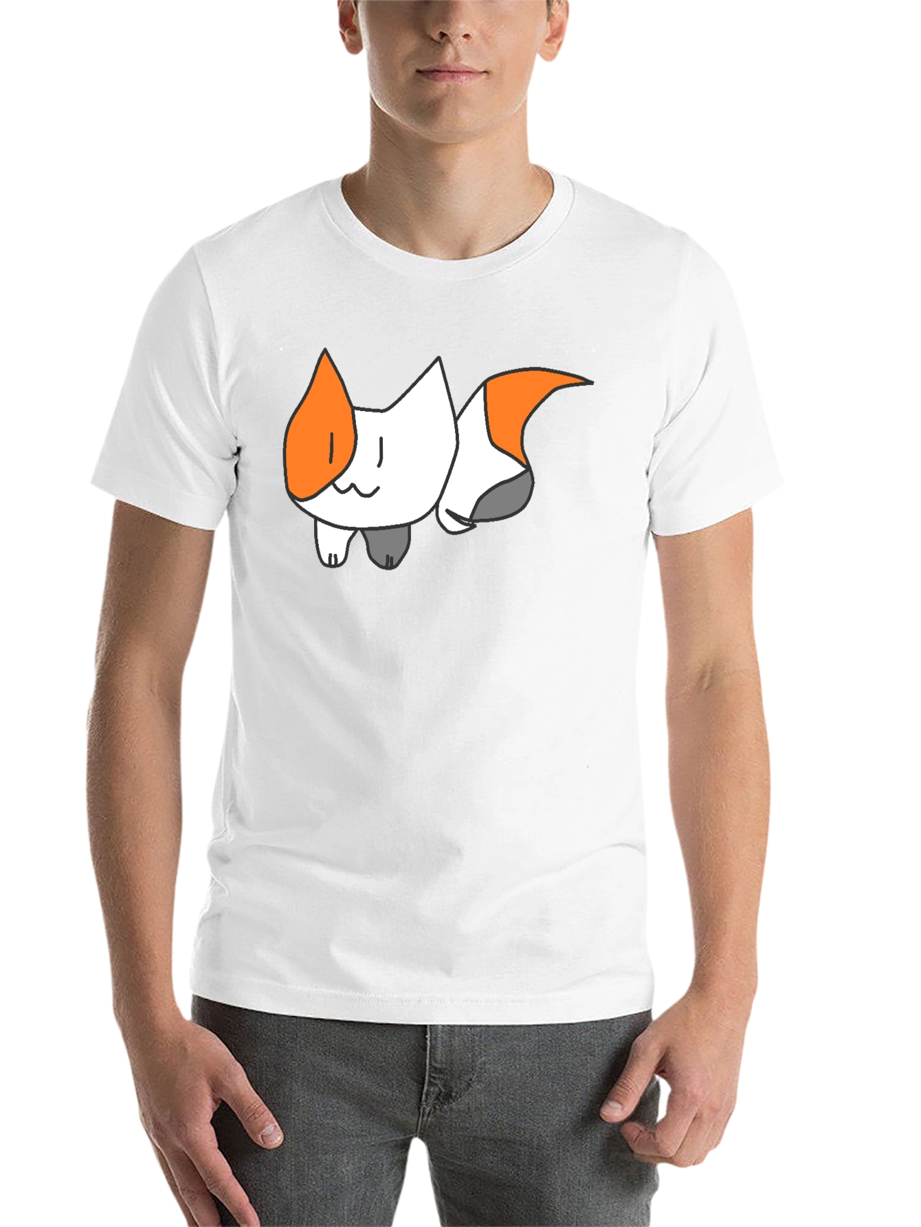 Black Cute Cartoon Cat Graphic Black T-Shirt view 14