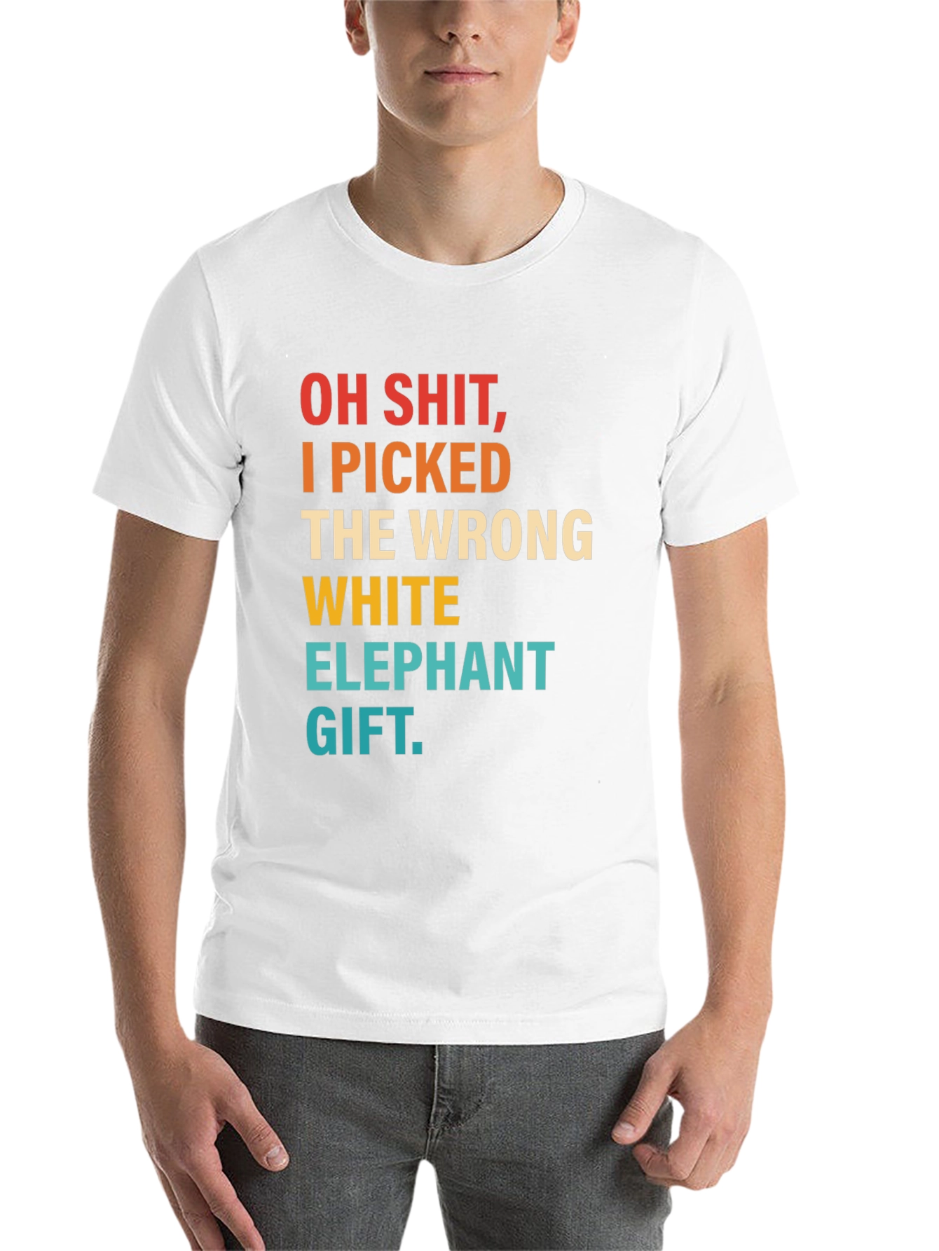 Black Funny "Wrong White Elephant" Novelty T-Shirt view 14