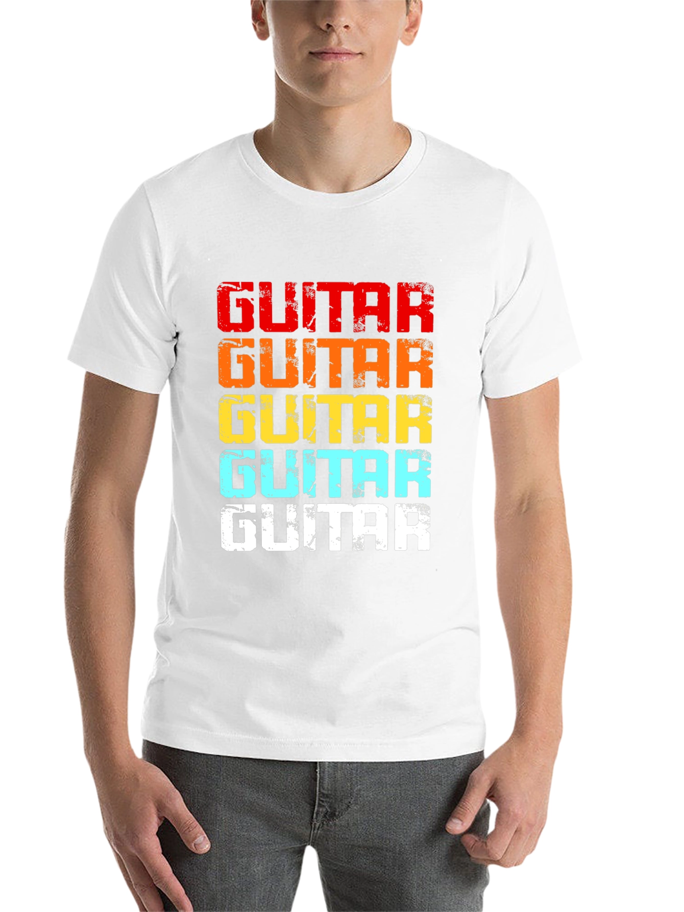 Black Retro Guitar T-Shirt - Colorful Music Lover Tee view 14