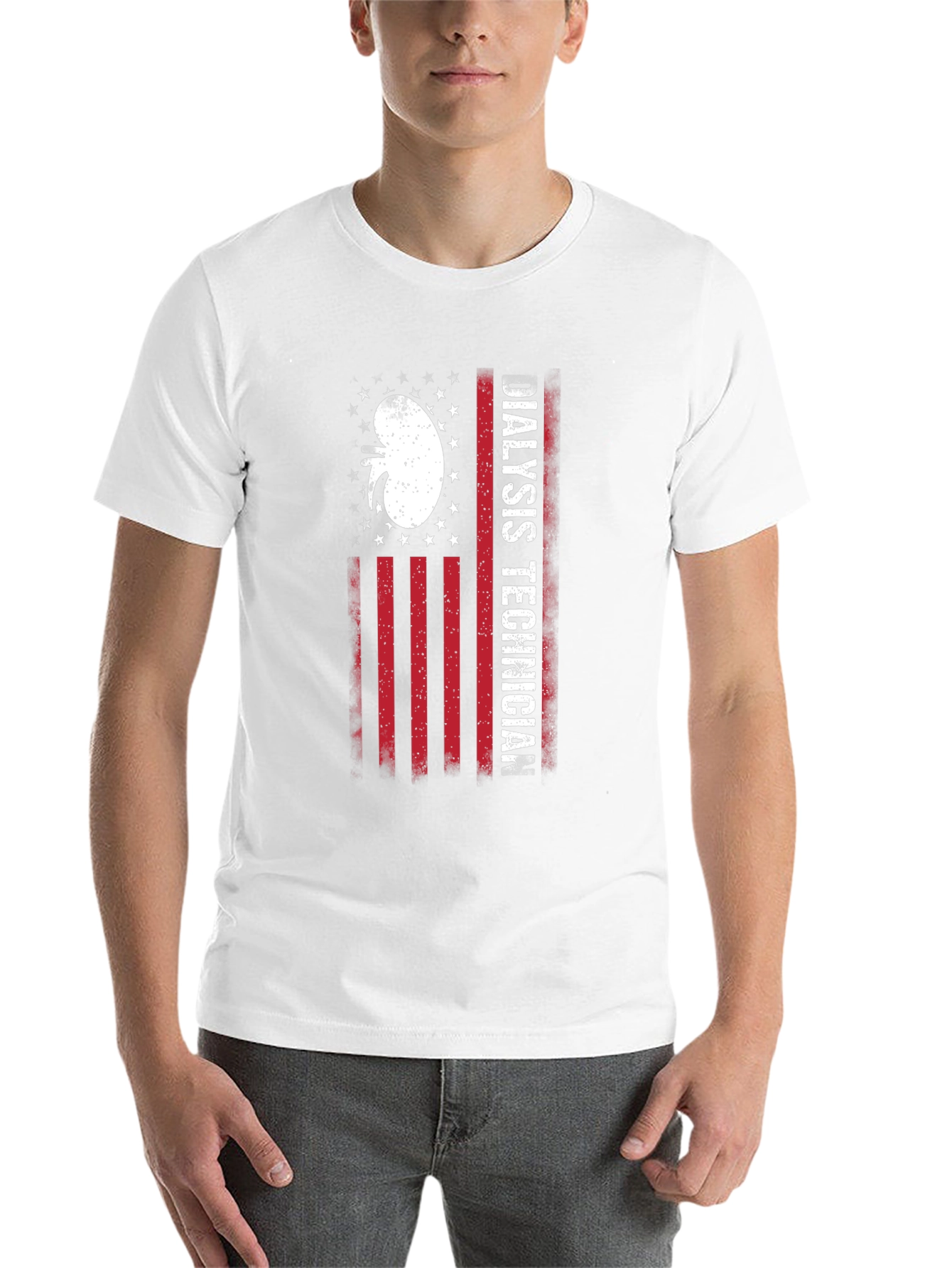 Black Dialysis Technician American Flag T-Shirt view 14