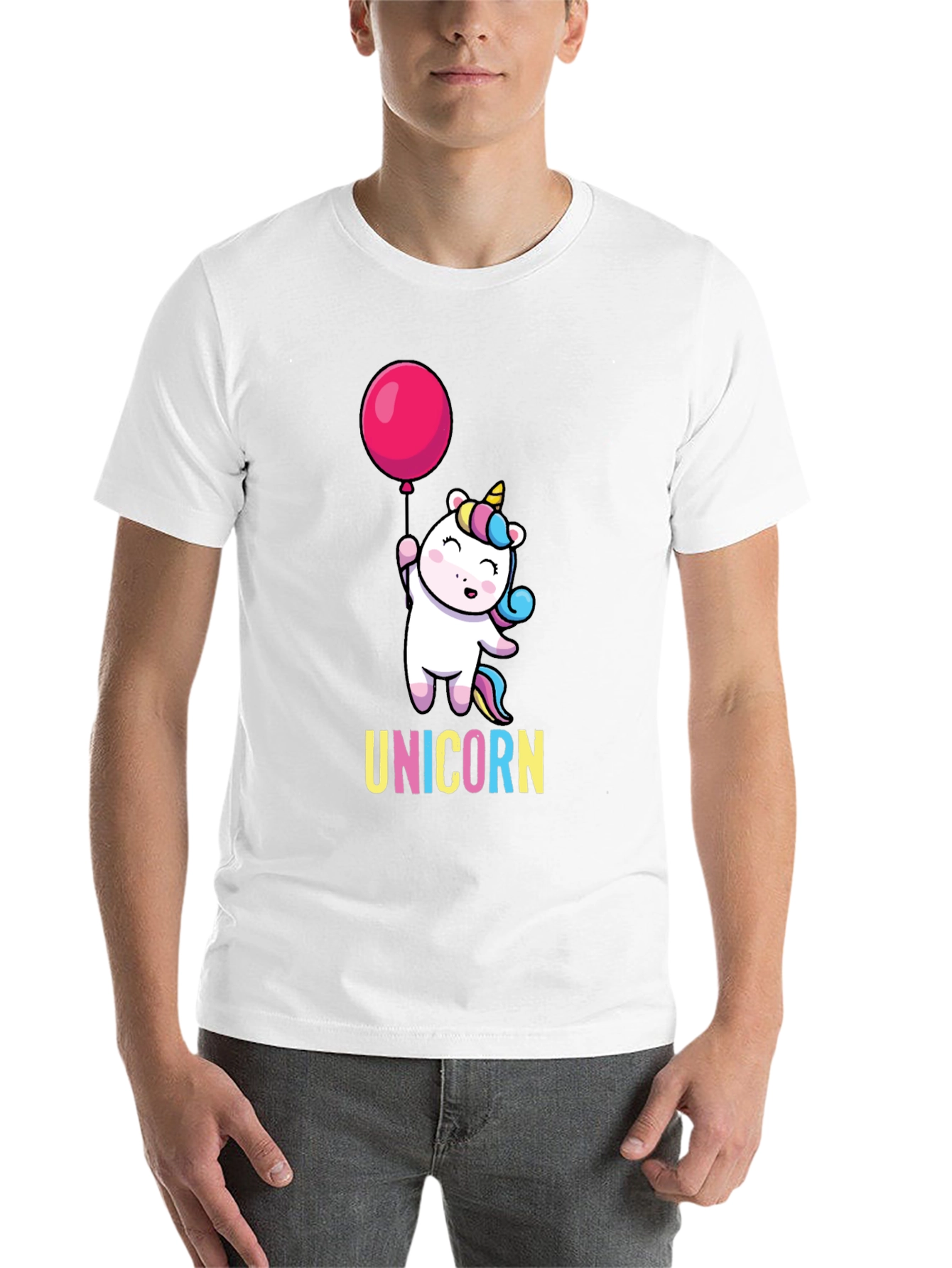 Black Unicorn Balloon Graphic Black T-Shirt view 14
