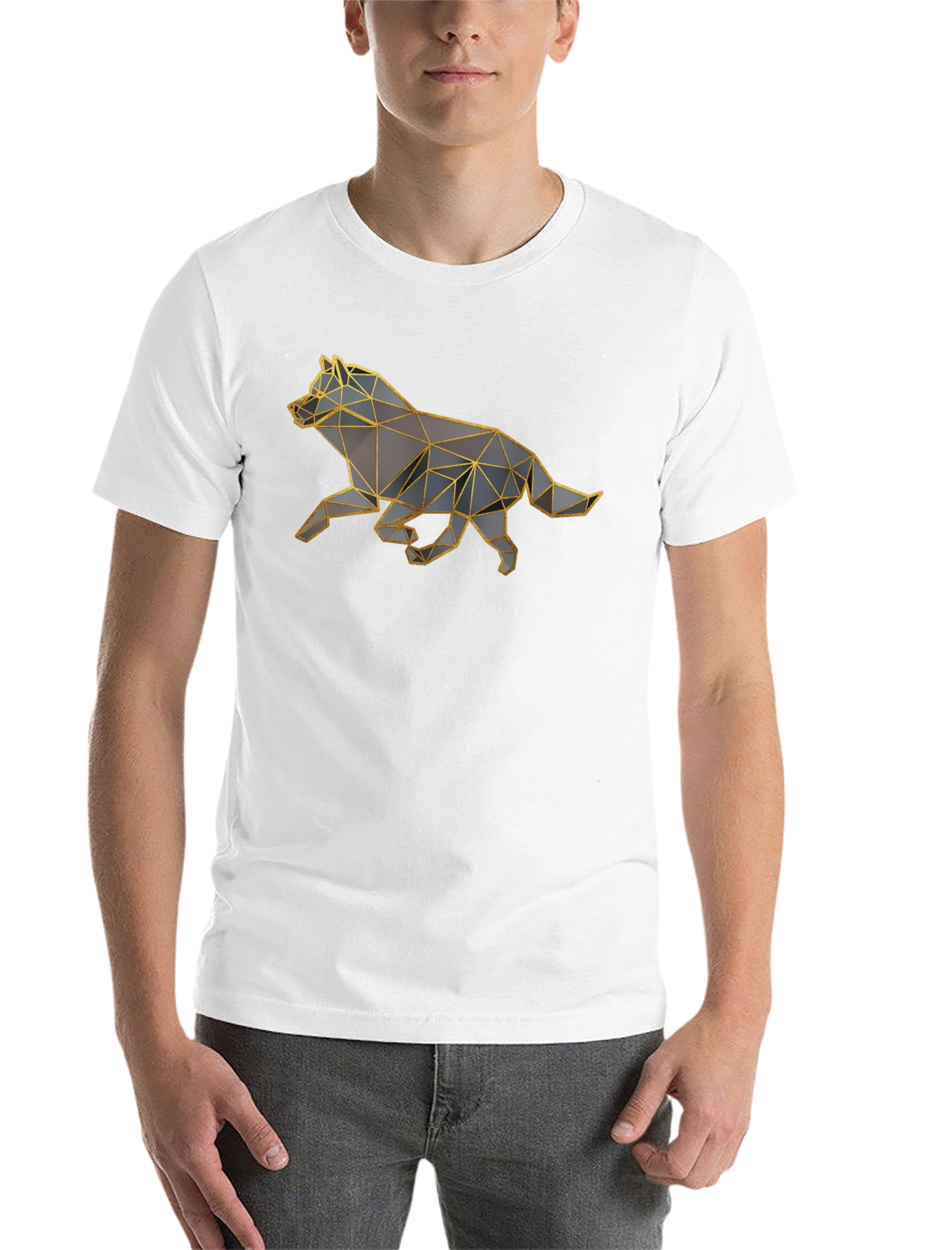Black Geometric Wolf Graphic Tee - Black view 14