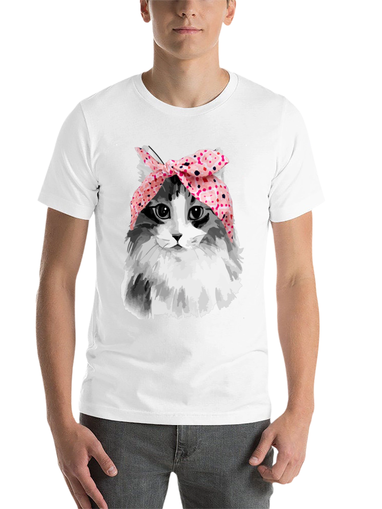 Black Cat with Headscarf T-Shirt - Unique Graphic Tee view 14