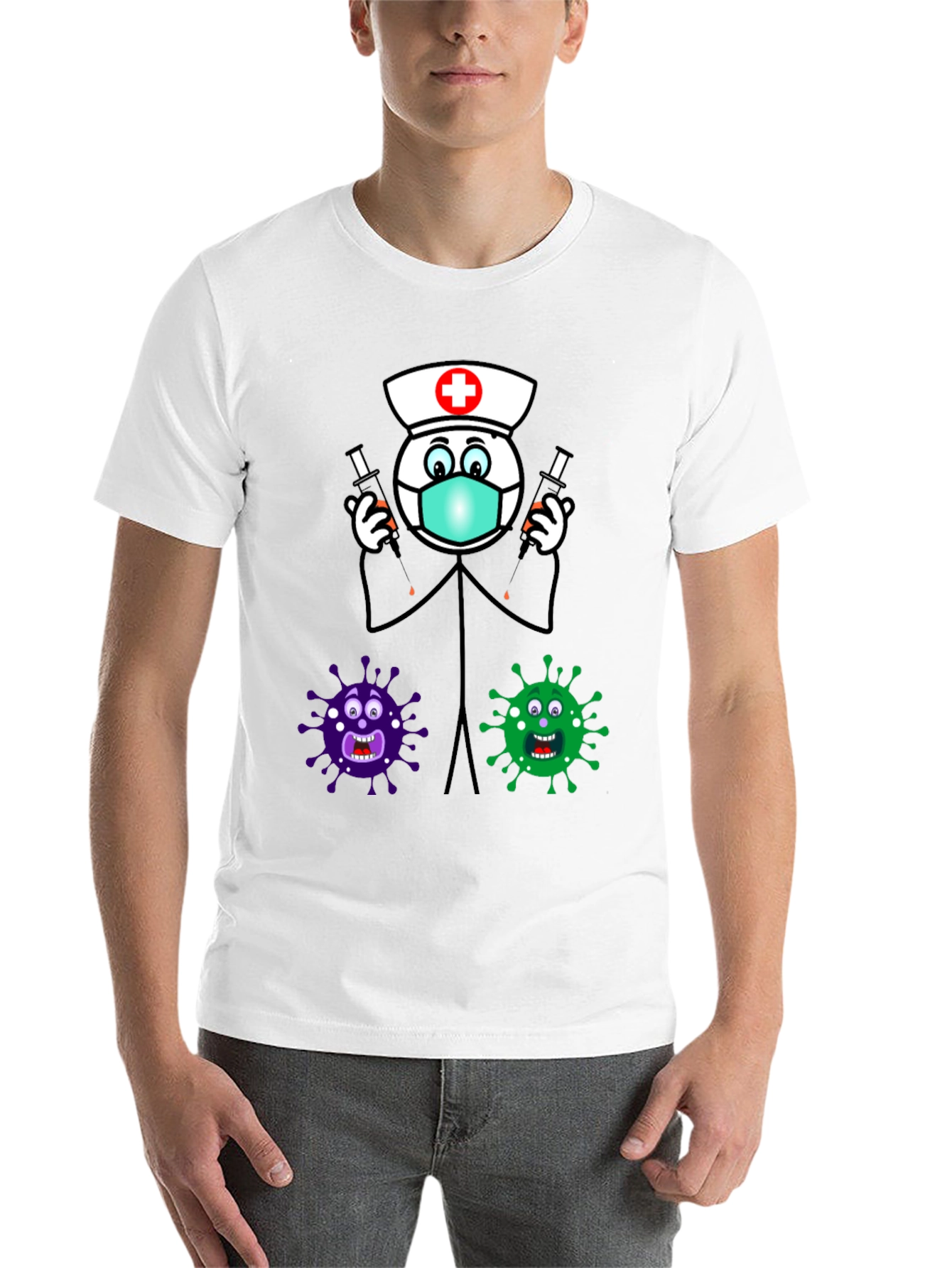 Black Funny Vaccine T-Shirt - Nurse vs. Virus view 14