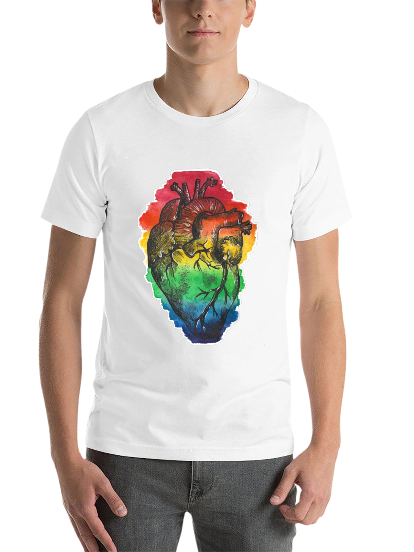 Black Rainbow Heart Print Black T-Shirt view 14