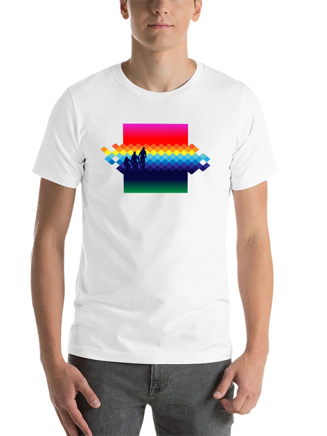 Black Rainbow Pixel Art T-Shirt - Stylish Graphic Tee view 14