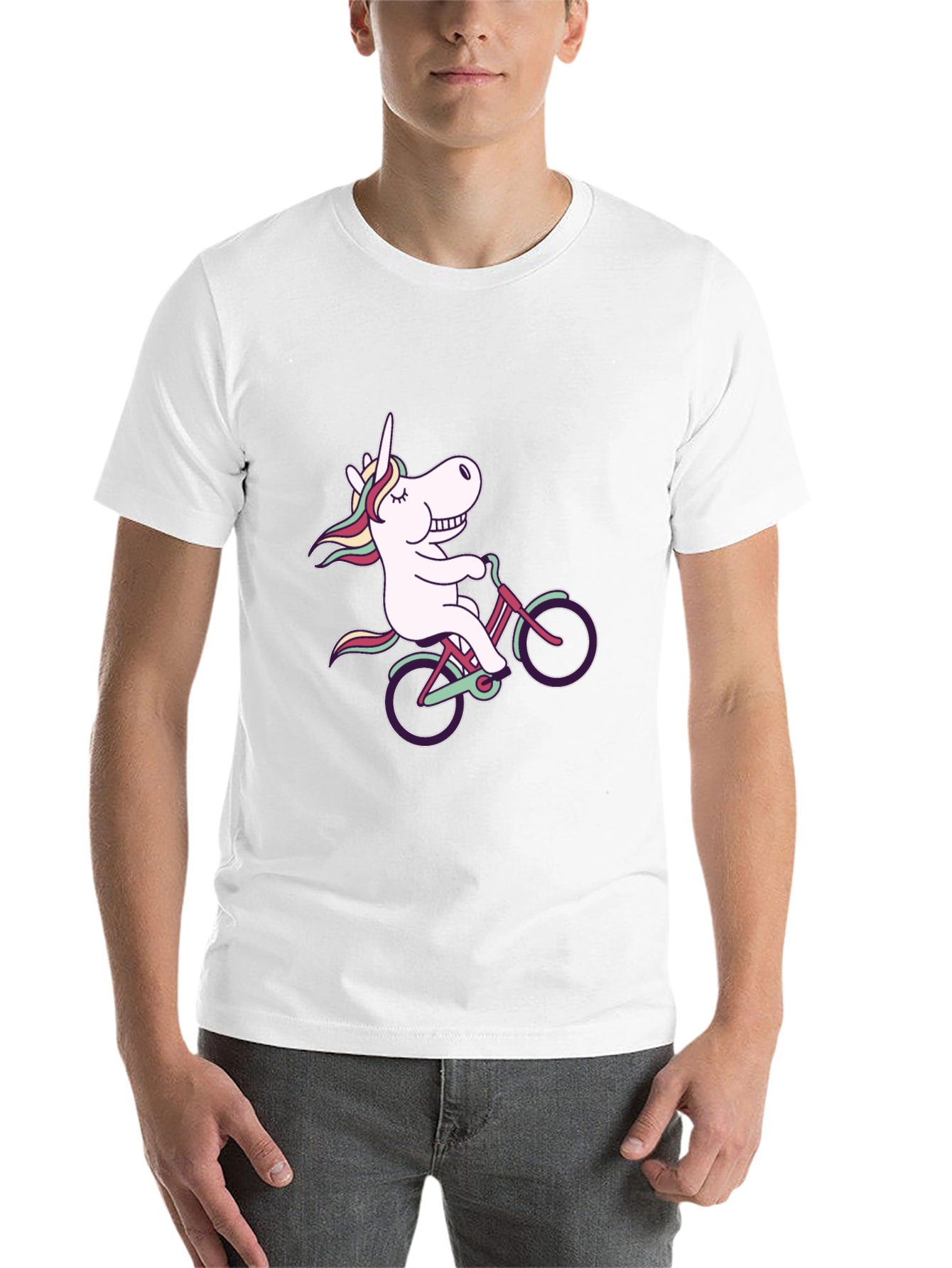 Black Unicorn on Bike Black T-Shirt - Fun Graphic Tee view 14