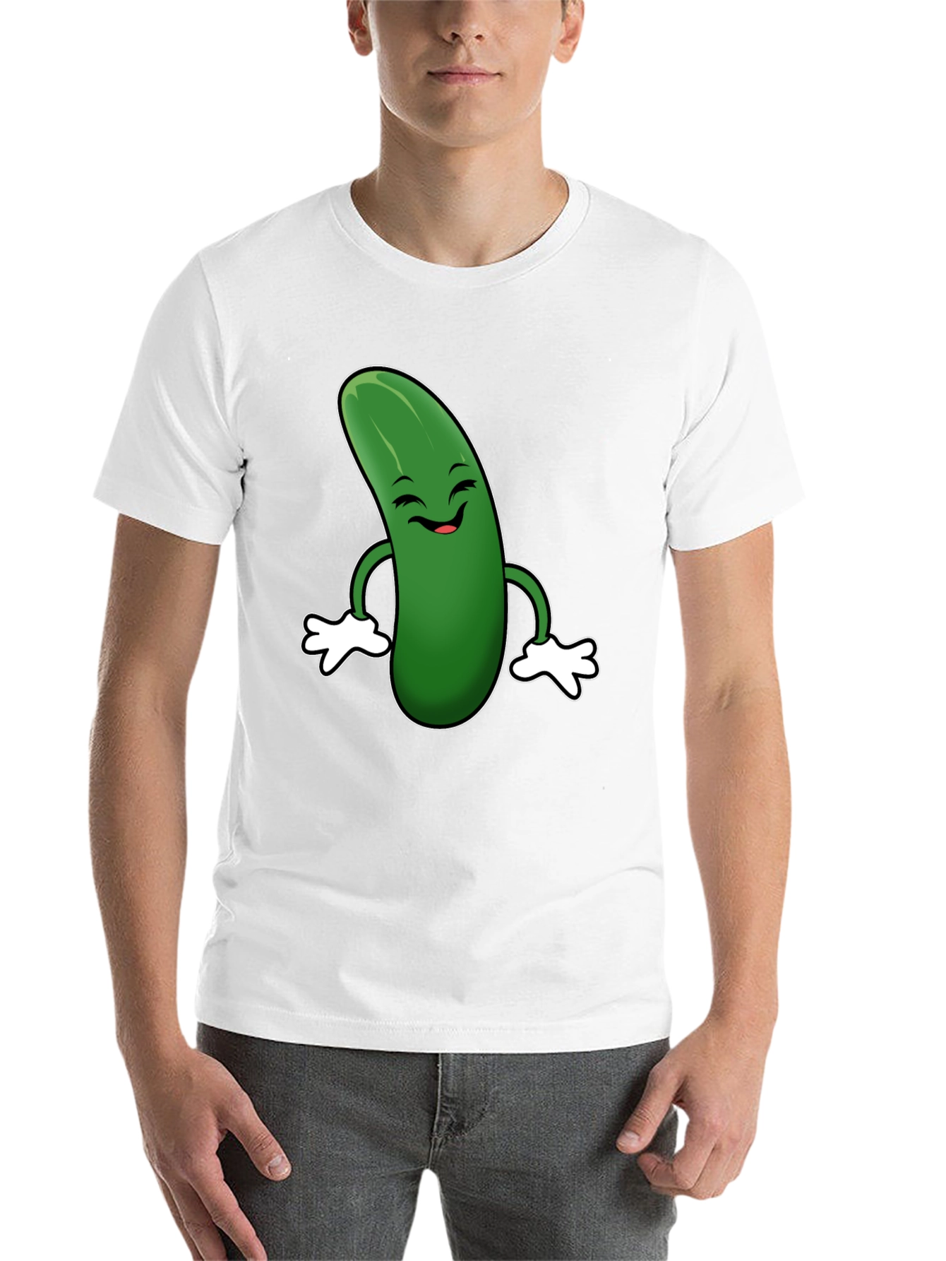 Black Funny Pickle Cartoon Black T-Shirt view 14