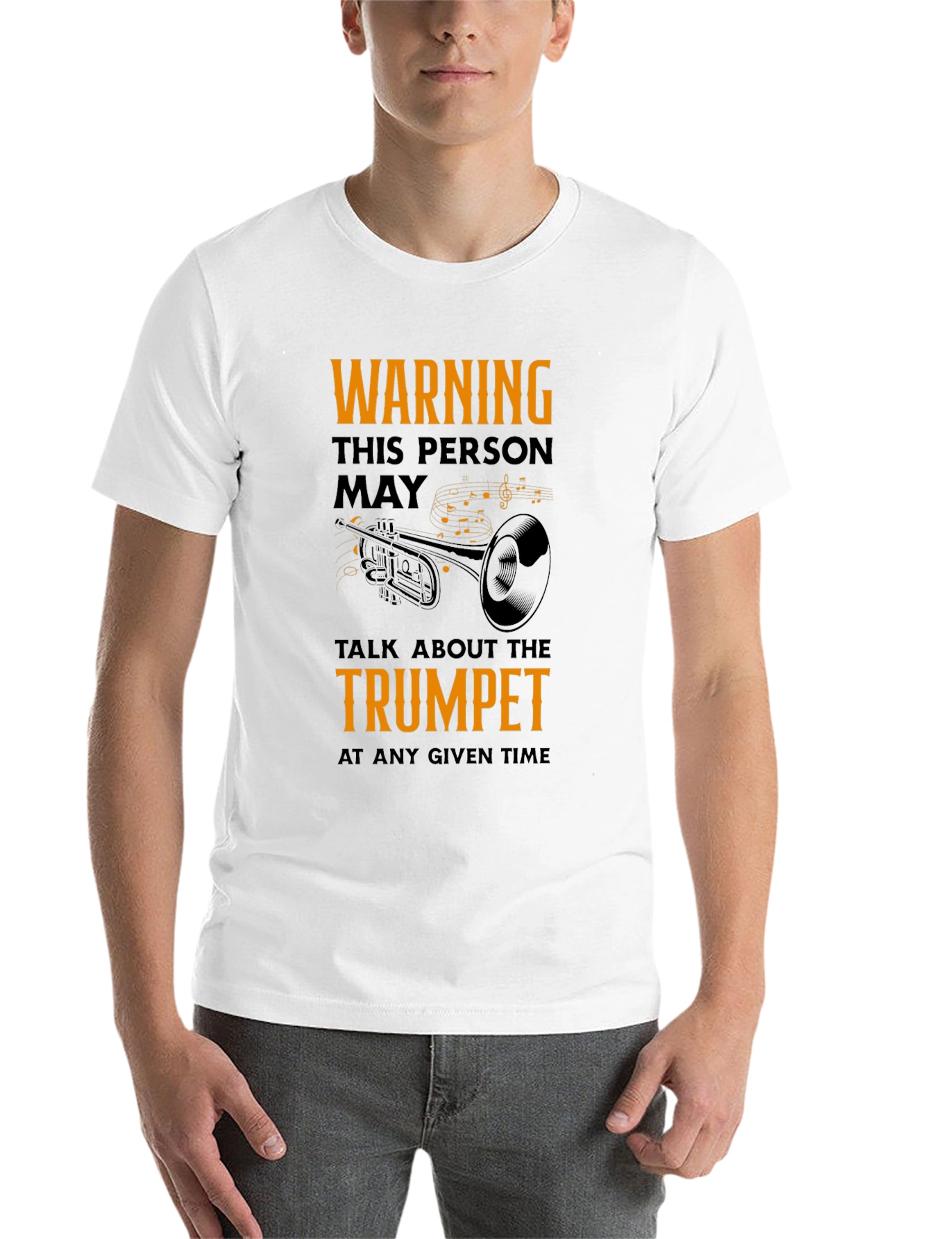 Black Warning Trumpet Player T-Shirt view 14