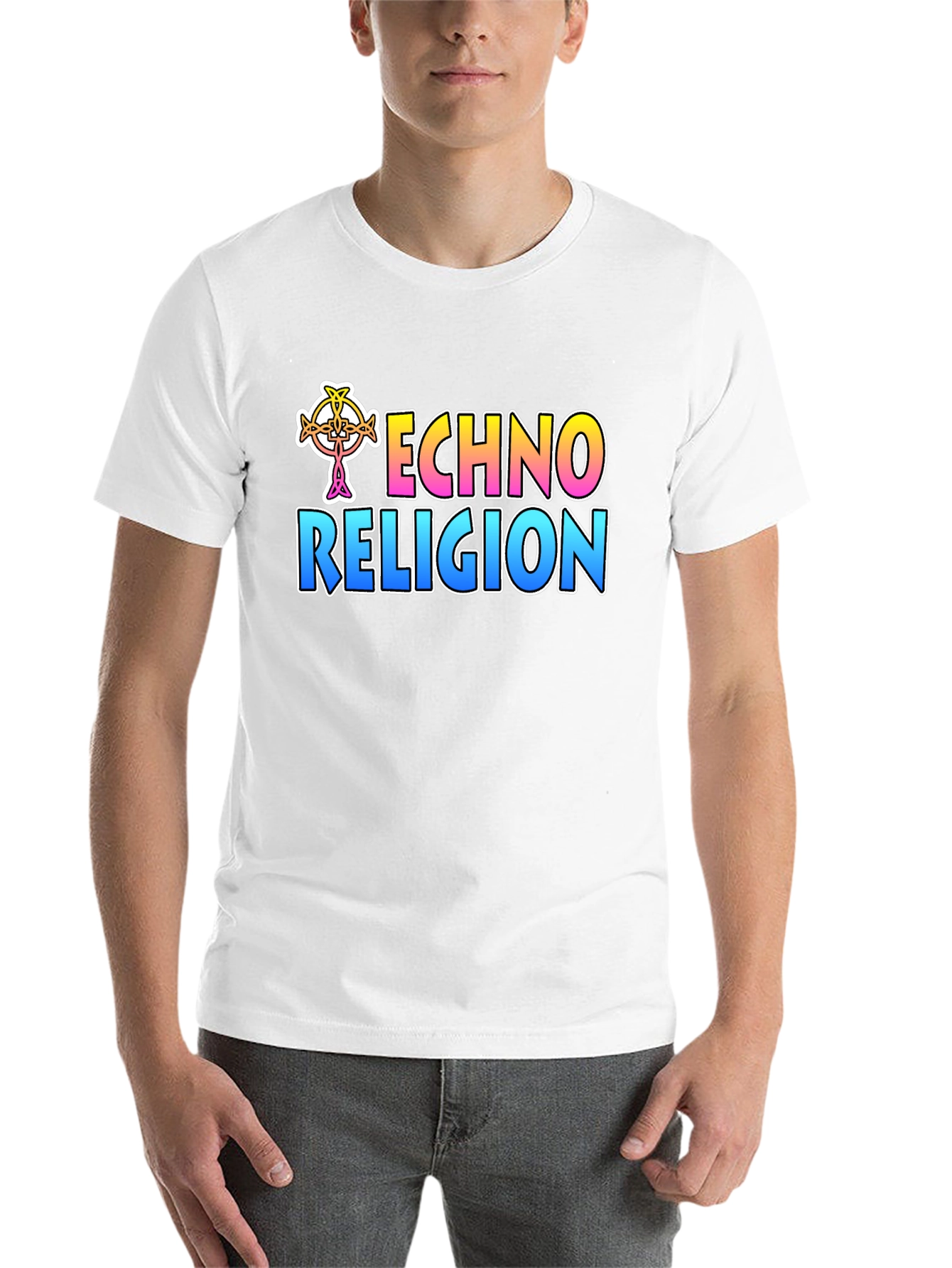 Black Techno Religion T-Shirt, Rave Music Tee view 14