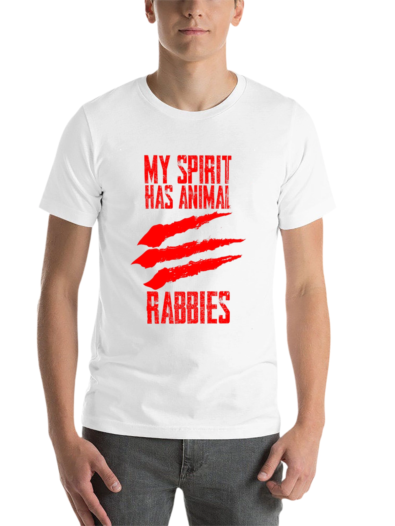 Black My Spirit Has Animal Rabbies Graphic T-Shirt view 14